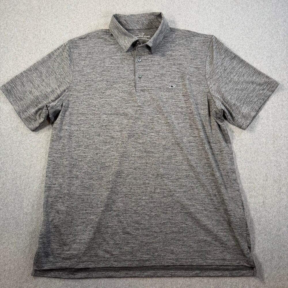Vineyard Vines Men's XL Performance Polo Shirt Heather Gray Short Sleeve Stretch